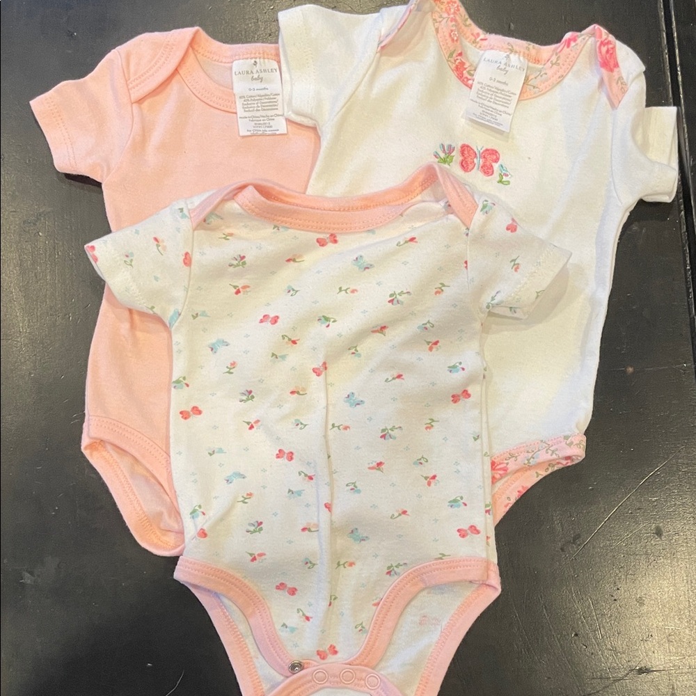 Laura Ashley Pink, White, and Floral Bodysuits